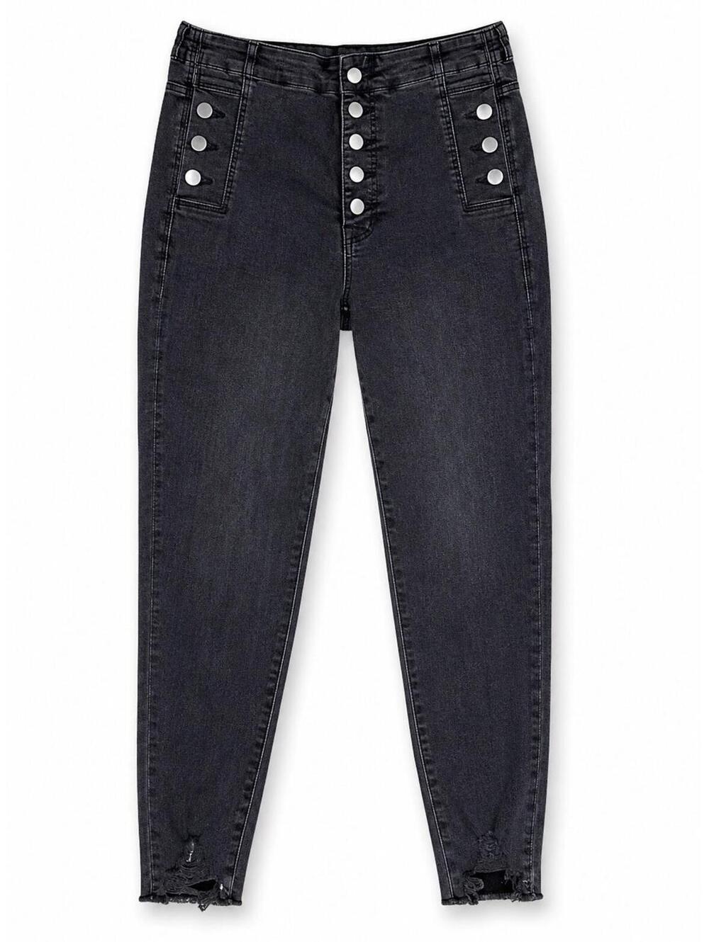 J Brand Natasha Button Sky High Skinny Jeans in Bluebird Blacck Wash Size 26